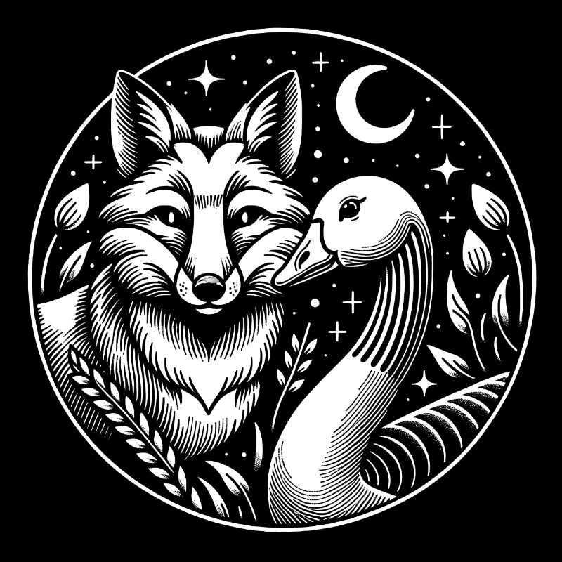 Fuchs und Gans in Freundschaft Liebe und Frieden