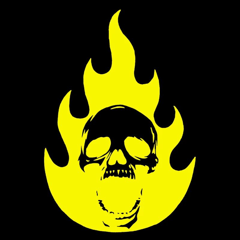 Skull and yellow flame
