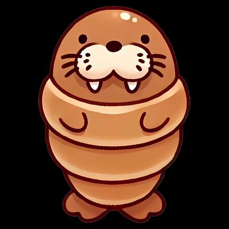 croissant morse mignon animal design