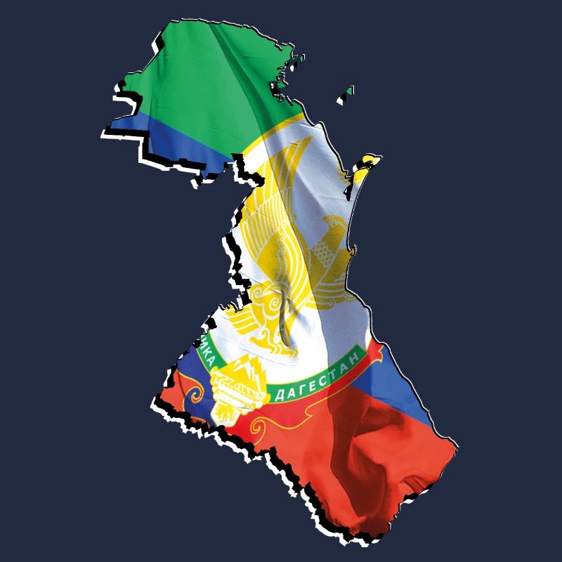 (RU) Dagestan Flag in (RU) Dagestan Map