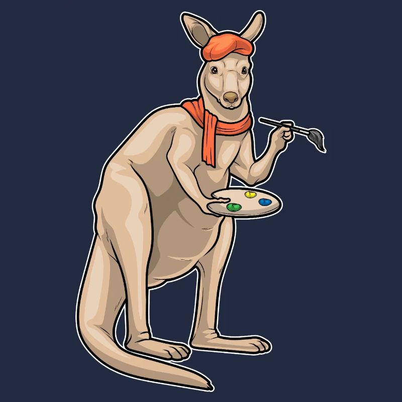 Kangaroo Painter Brush Painting