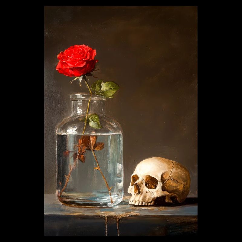Rose and Skull Still Life