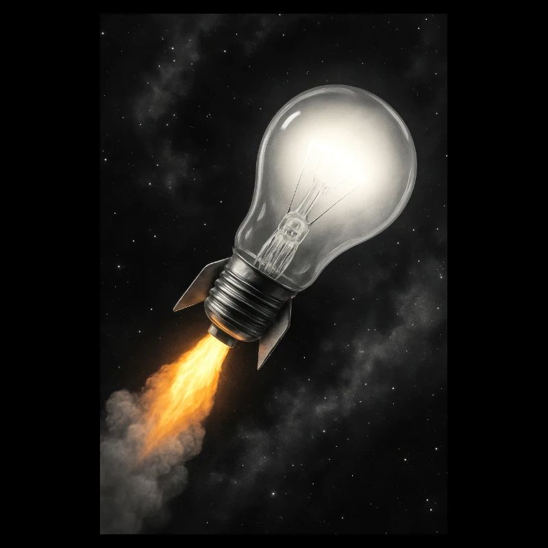 Idée lumineuse propulsée par une fusée