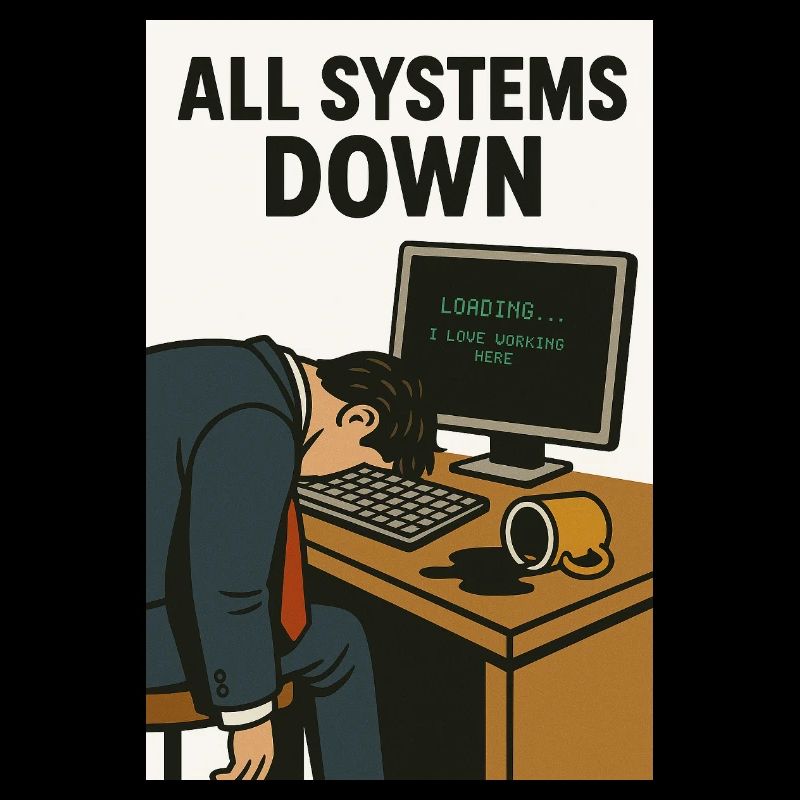 All Systems Down IT Humor Caricature