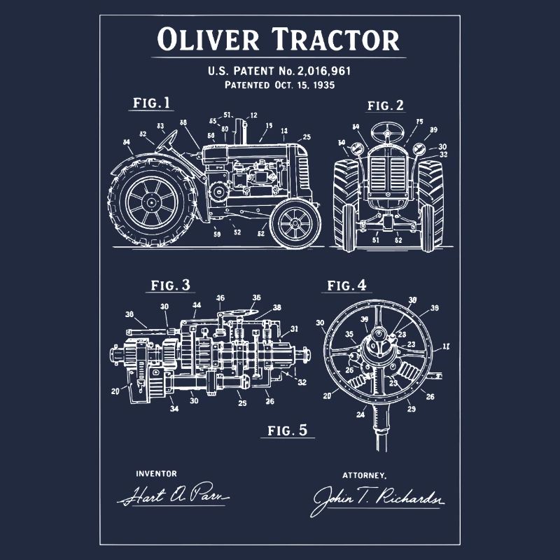 Oliver Traktor Blueprint Patent-Artwork