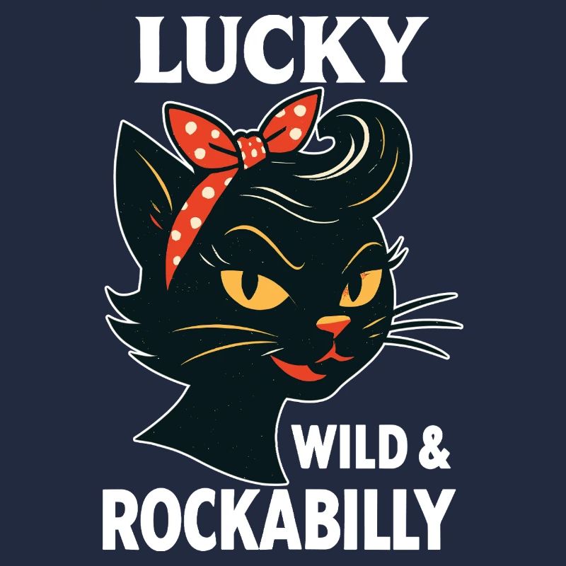 Lucky, Wild & Rockabilly: Schwarze Retro Katze