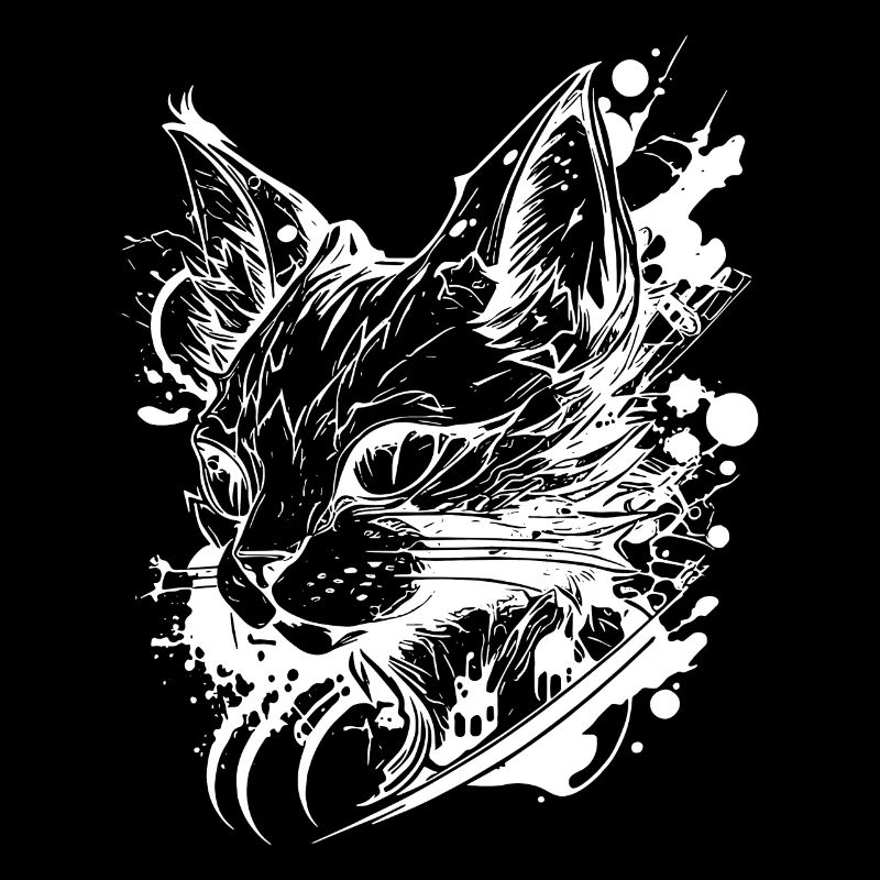 Space Cat in Vintage Tattoo Style