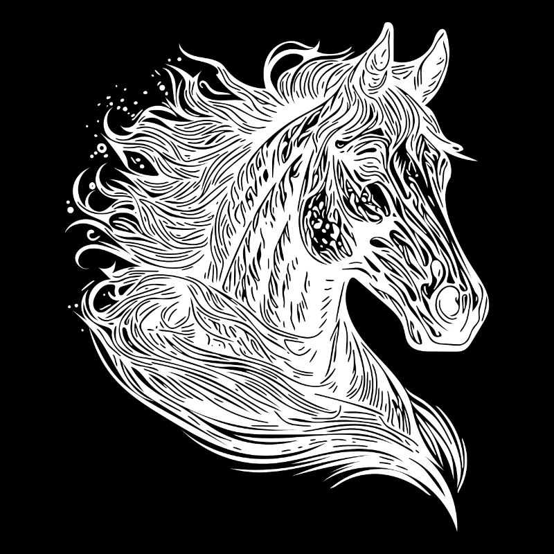 Mare portrait with elegant mane blowing in the wind