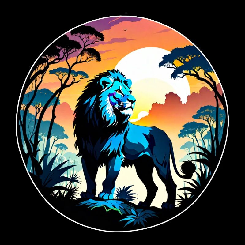 lion, lionceau et jungle