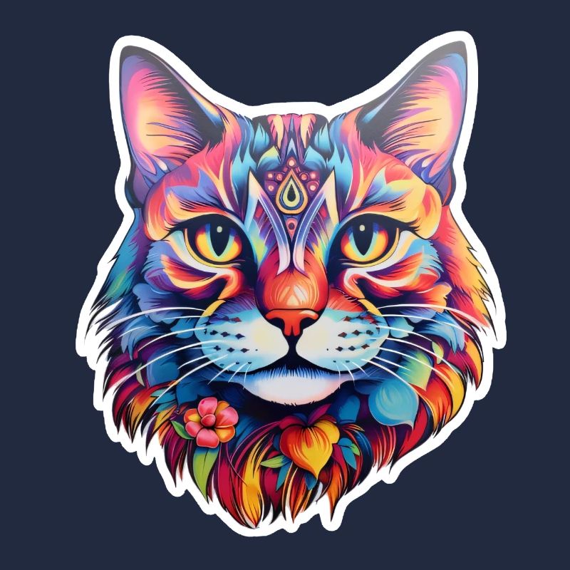 Illustration psychédélique de chat