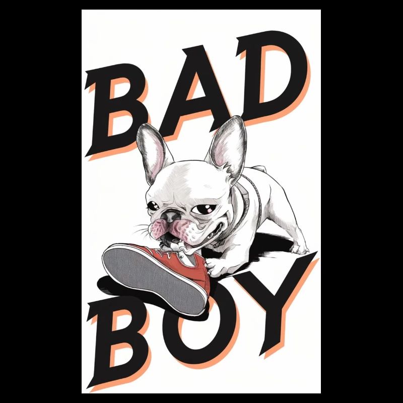 Bulldogge verschlingt einen Schuh
