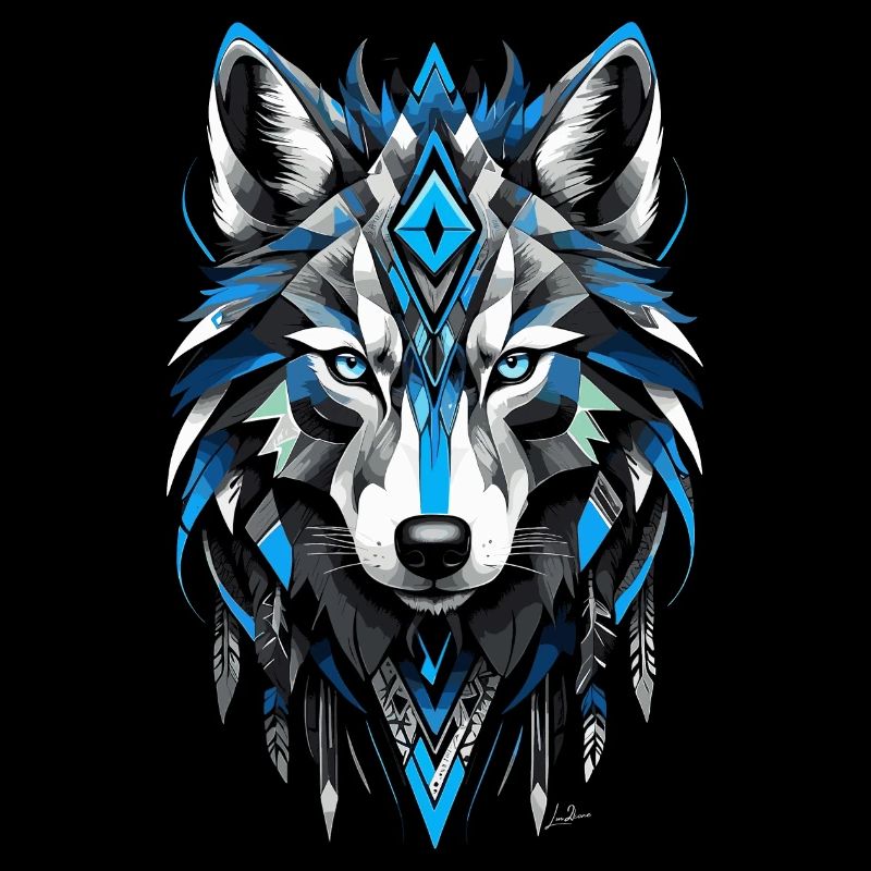 Loup géométrique bleu