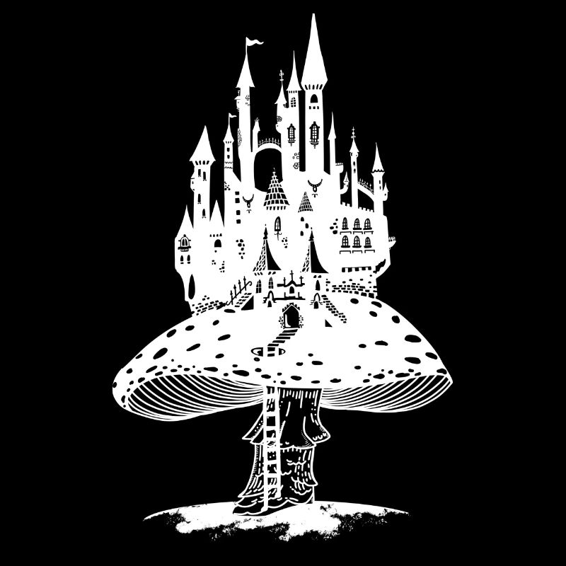 Château de conte de fées sur un champignon géant