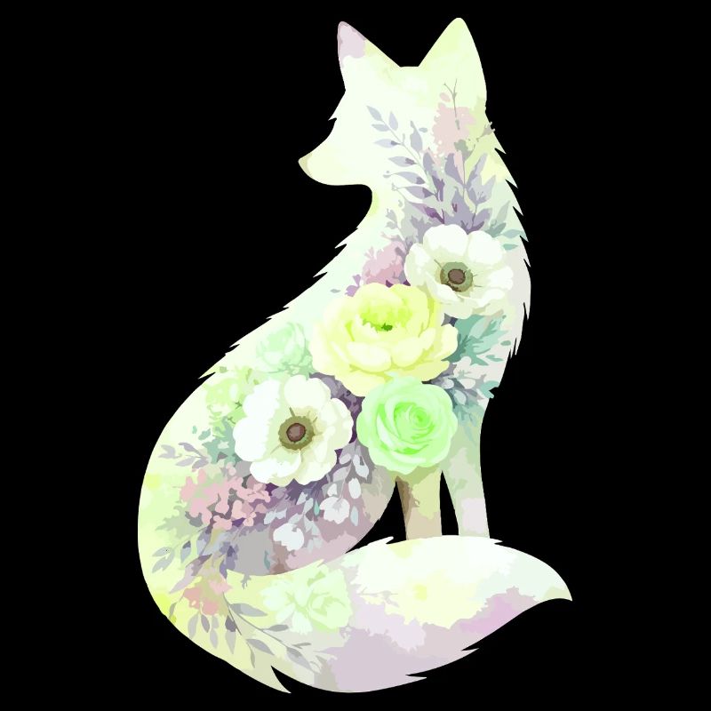 Fuchs Silhouette Aquarell Blumen