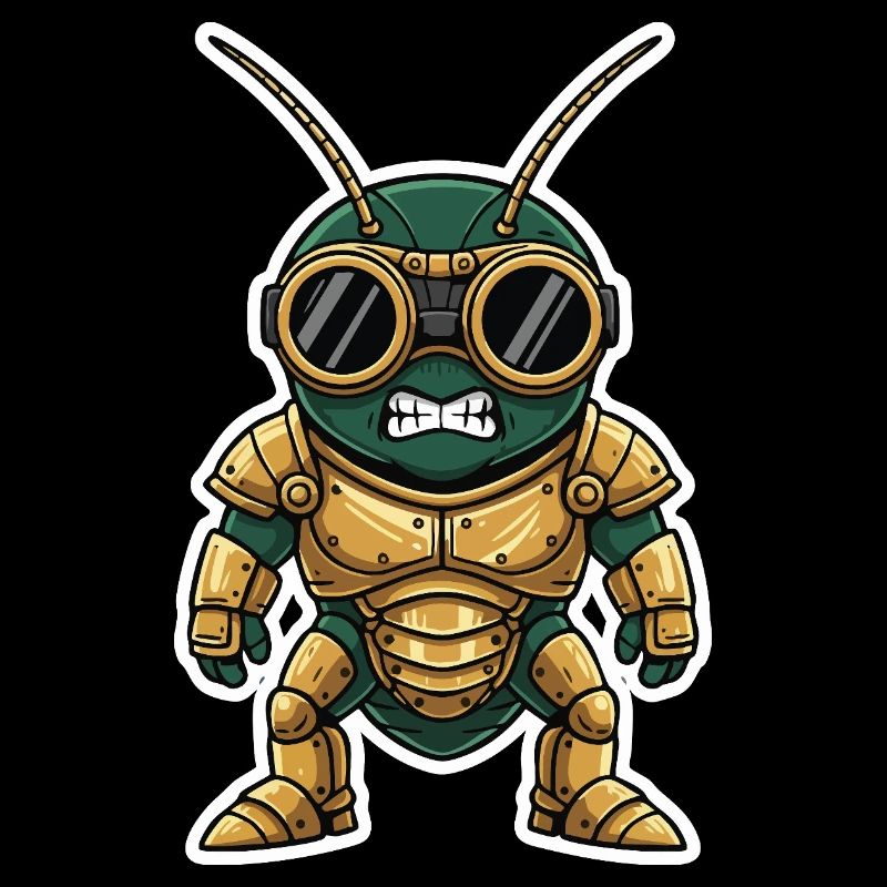 Cricket Guardian Steampunk Rüstung Goldene Messing