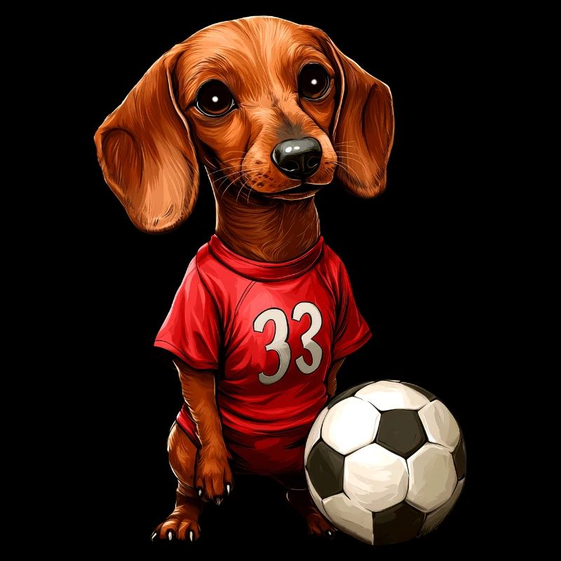 Dackel Fussball rot