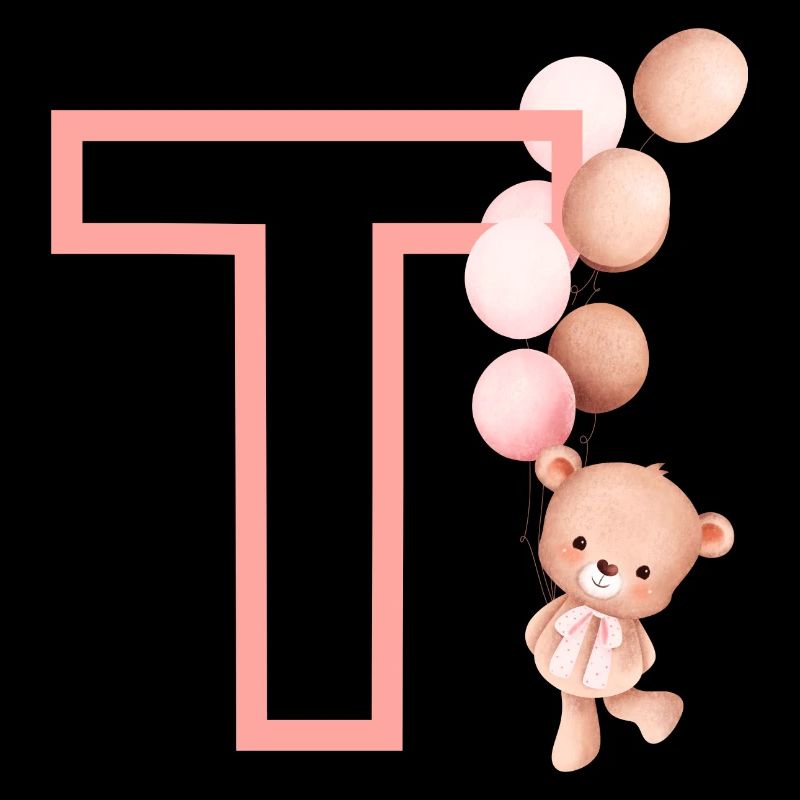 Lettre t rose ours