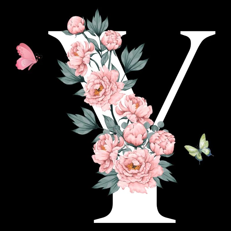 Buchstaben und rosa Blumen