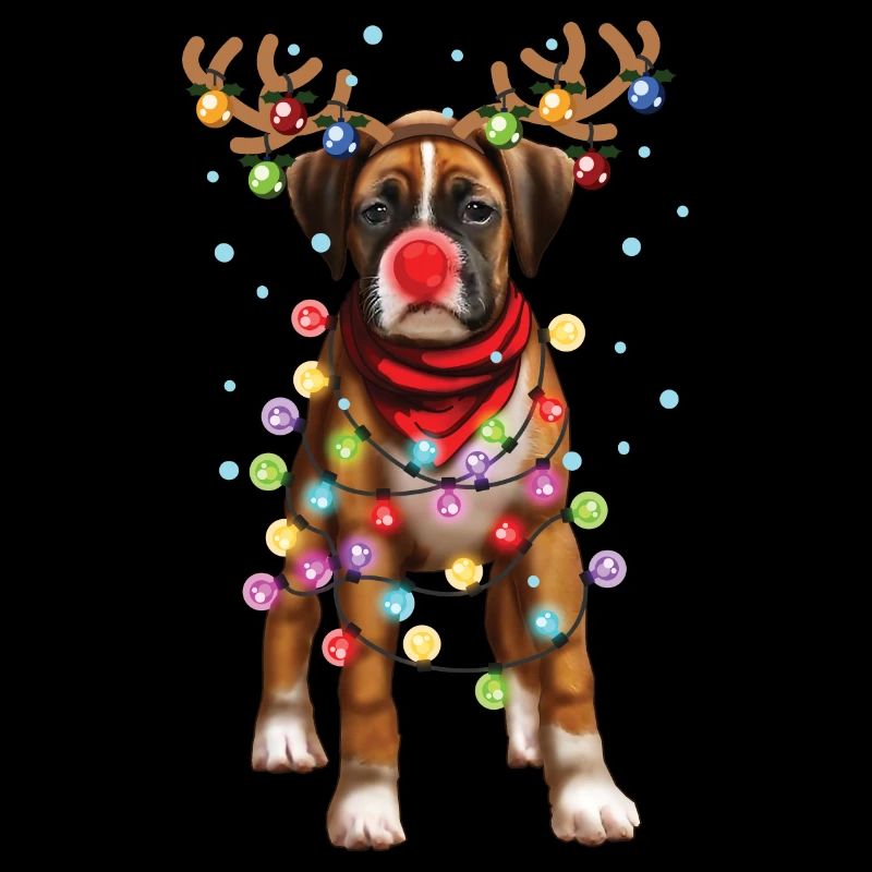 Chien Boxer de Noël - Drôle de cadeau de chiot de Noël
