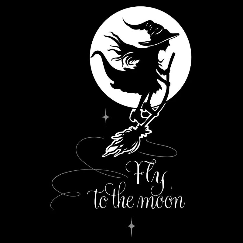 Mouches de sorcière devant la pleine lune - Halloween magique