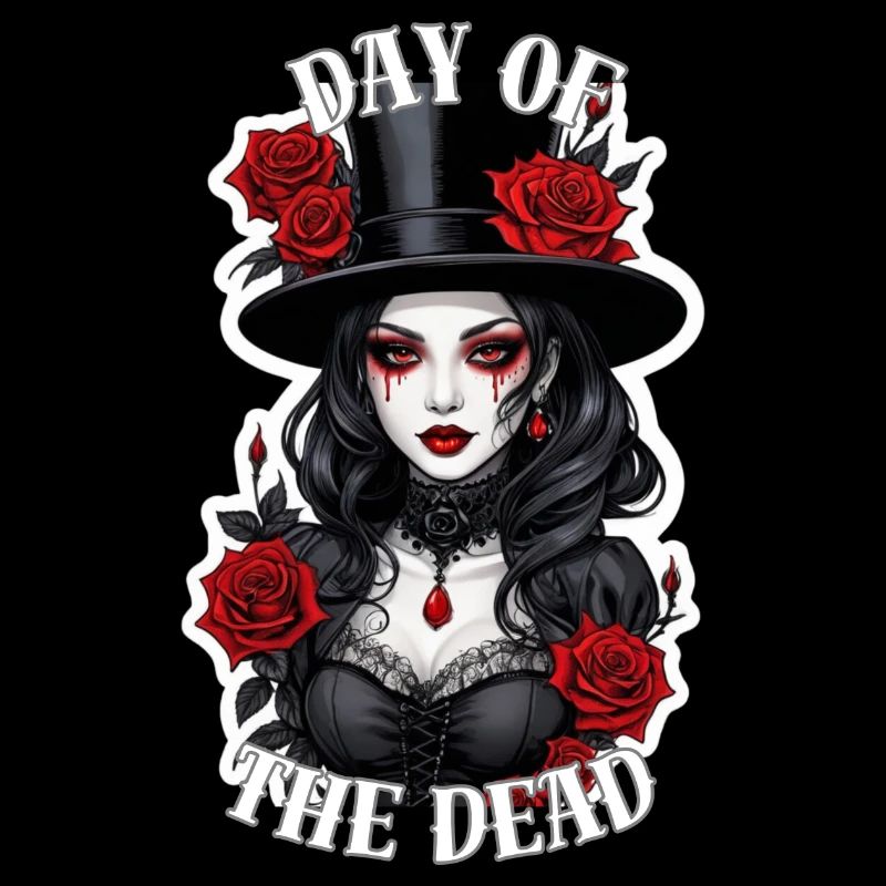 Gothic Lady mit roten Rosen