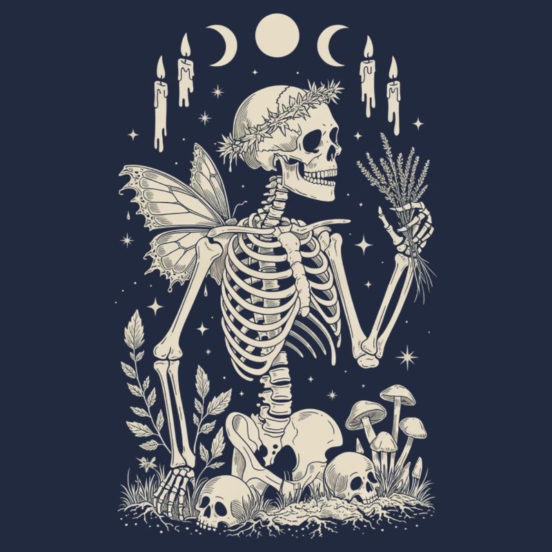 Fée squelette gothique avec phases de lune