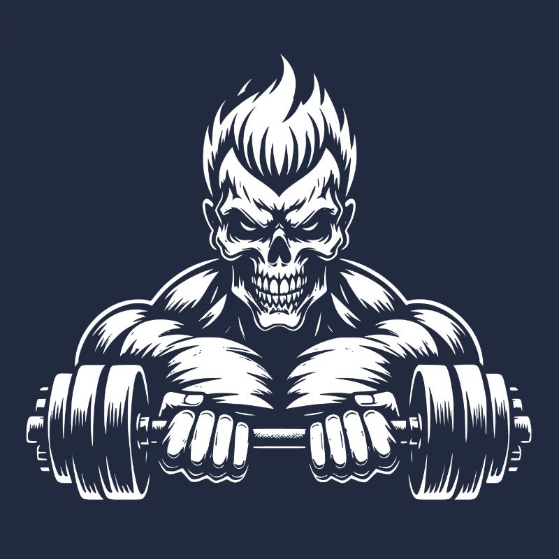 No Limit Hard Workout Skull with Dumbbell