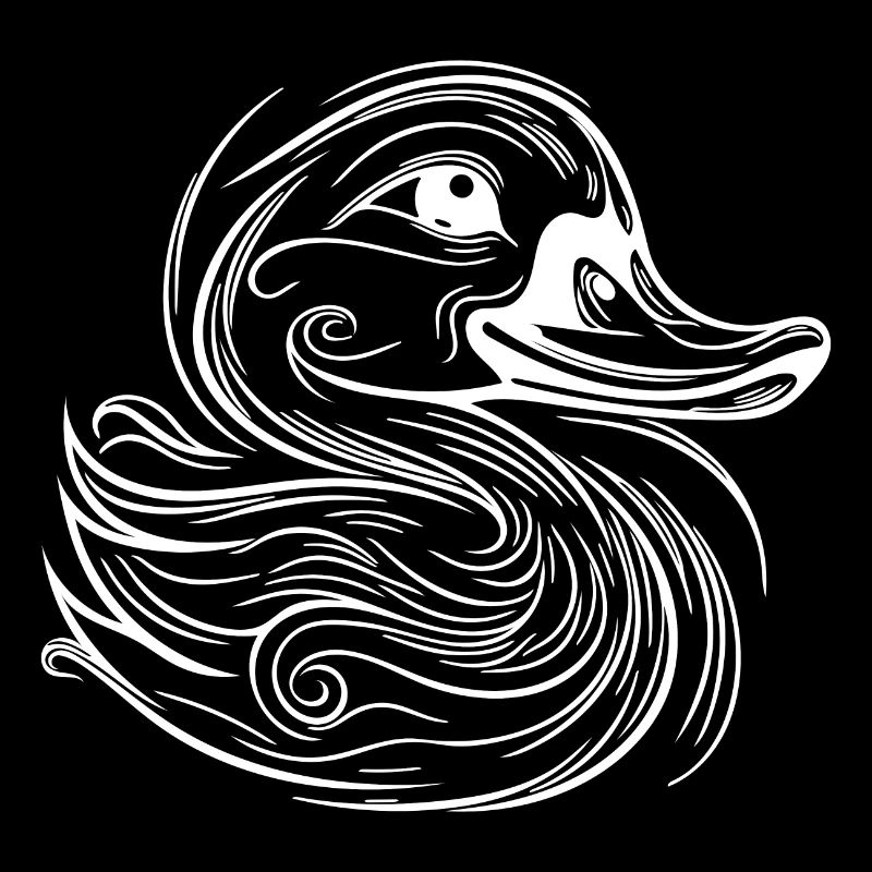 Vintage tattoo lines duck with big beak