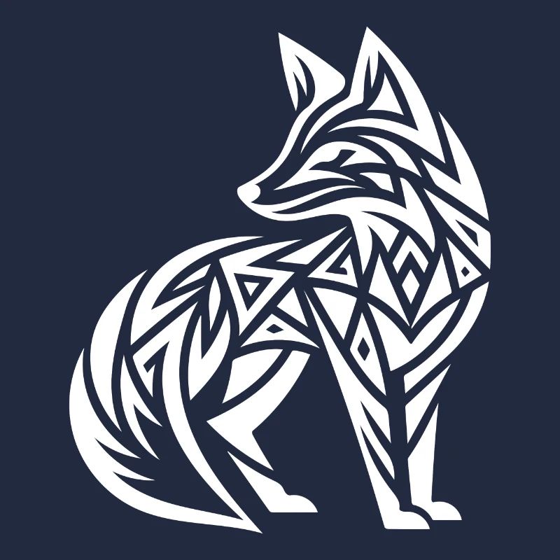 Cute fox in tribal tattoo style