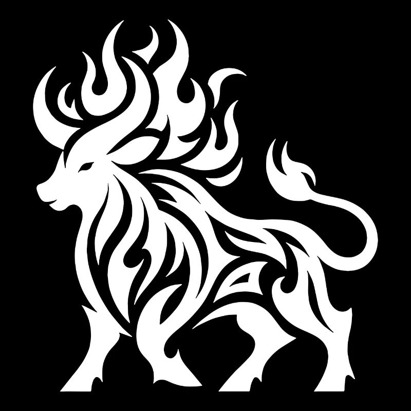 Burning Bull Tattoo Fire Flames Style