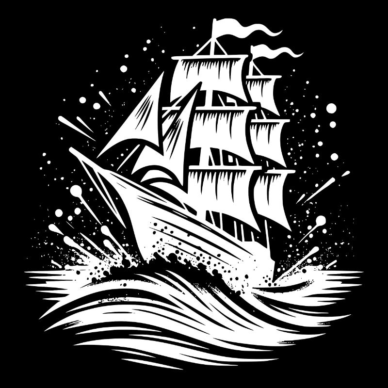 Voilier dans une mer agitée avec des vagues
