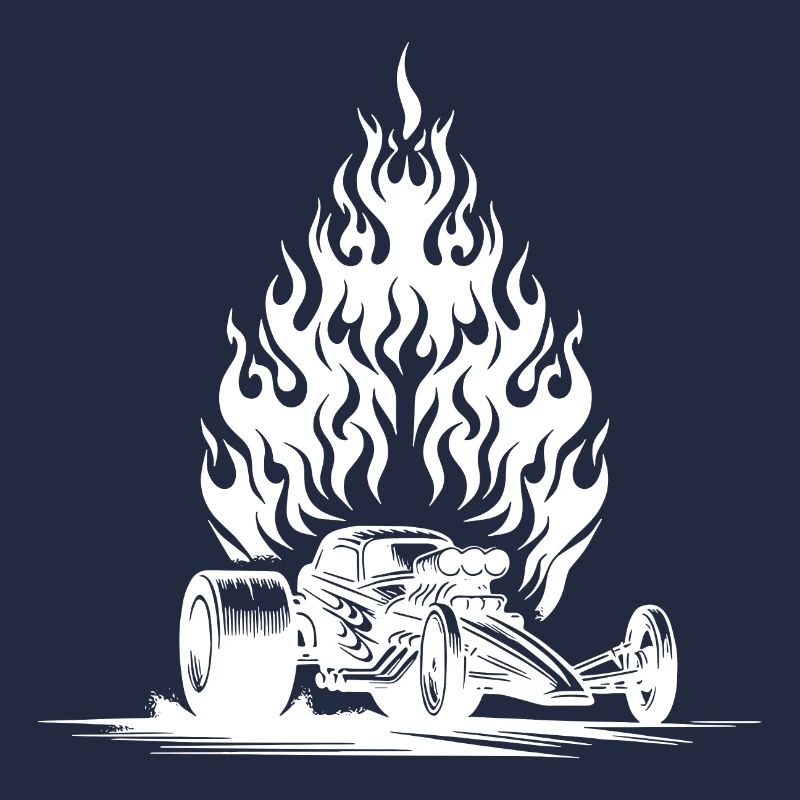 Cooles Dragster Auto mit flammendem Motor