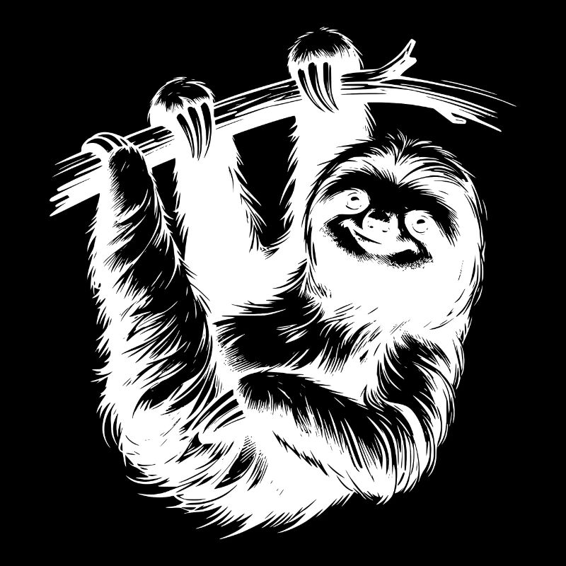 Hanging out with yoga sloth pencil drawing