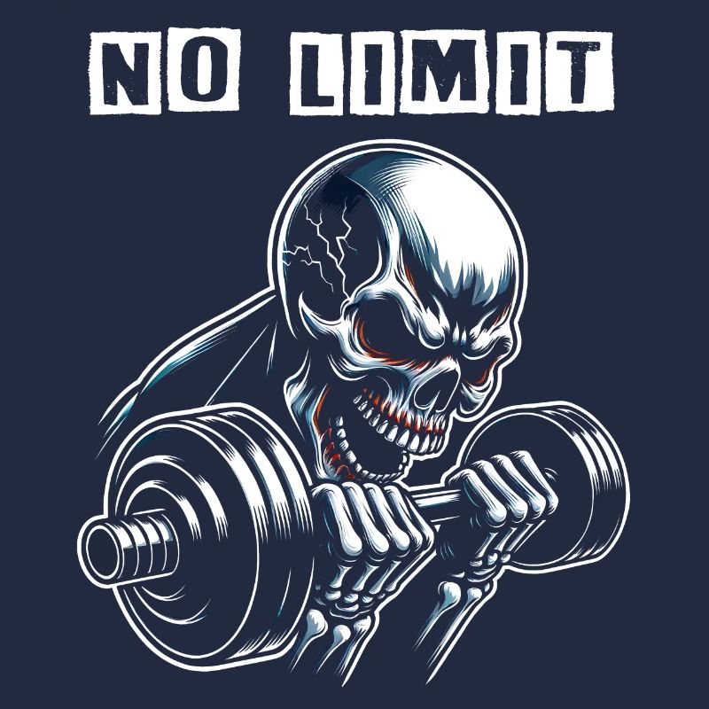 Crâne de musculation No Limit Workout avec haltère