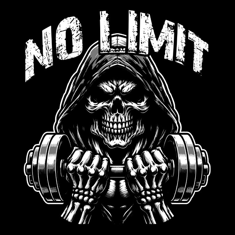 Crâne de musculation No Limit Workout avec haltère
