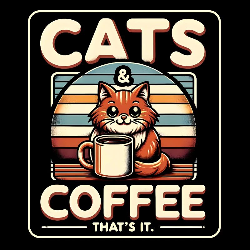Cats and coffee in vintage style
