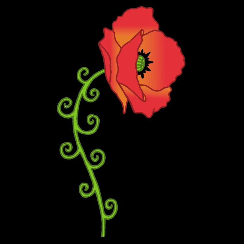 Fleur de coquelicot et feuilles spirales