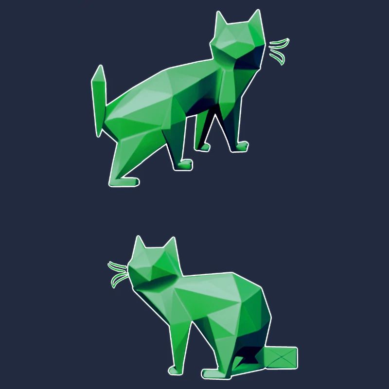 Green Geometry Cats Duo