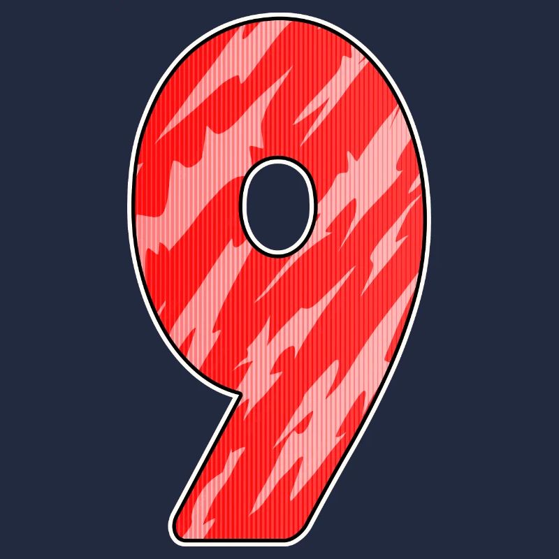 Number 9 - Nine - 9 Motif Red Pattern