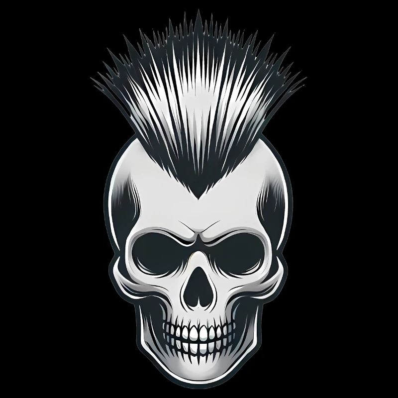 Crâne avec motif punk mohawk