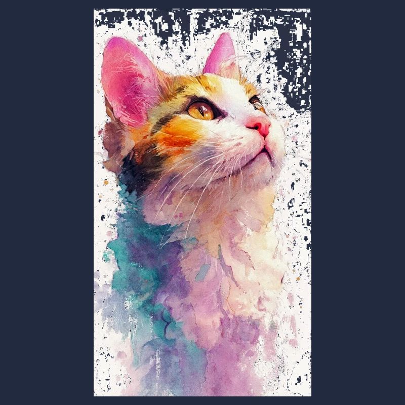 Chat aquarelle « Hope » – Chat aquarelle coloré