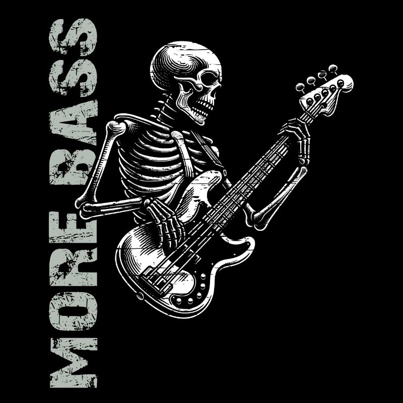 Crâne de squelette avec guitare basse et basse Saying More