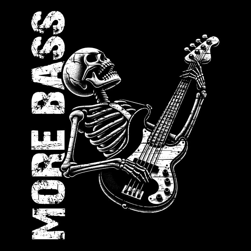 Crâne de squelette avec guitare basse et basse Saying More