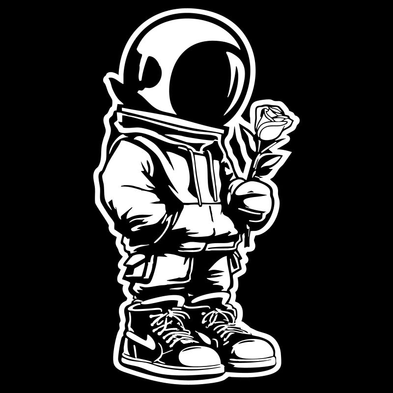 Weltraumkind mit Rose