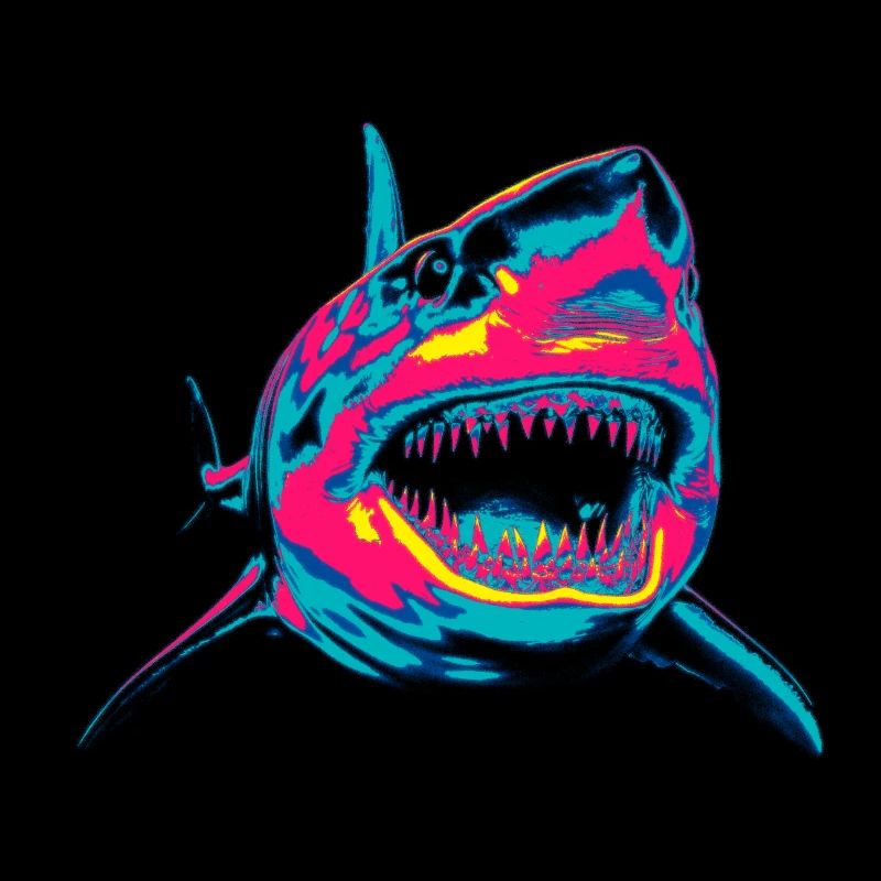 Requin néon Pop Art Couleur Feu