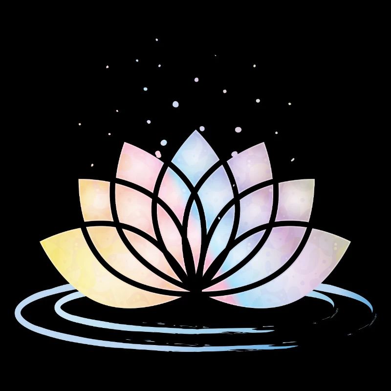Stylized Pastel Flower Symbol with Water