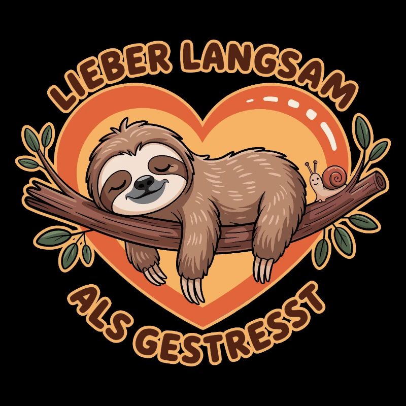 Lieber Langsam Als Gestresst Faultier Illustration