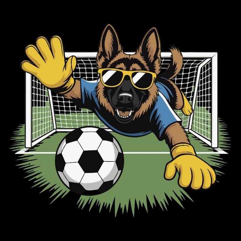 Torwart Hund mit Sonnenbrille