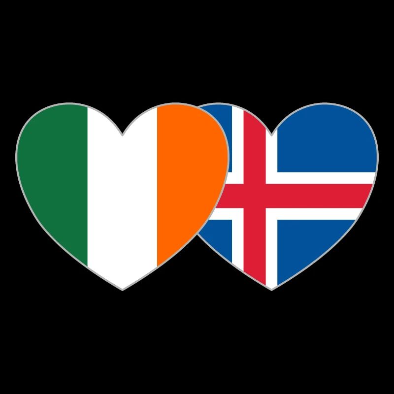 Irlande Islande Flag Heart