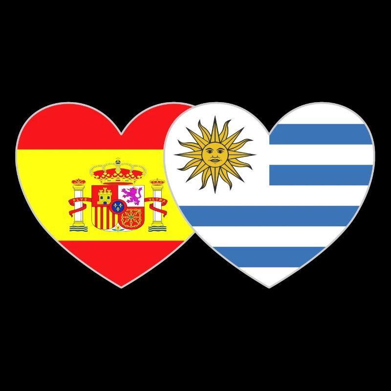 Spanien Uruguay Flagge Herz